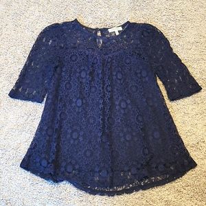 EUC Navy Blue Lace Blouse